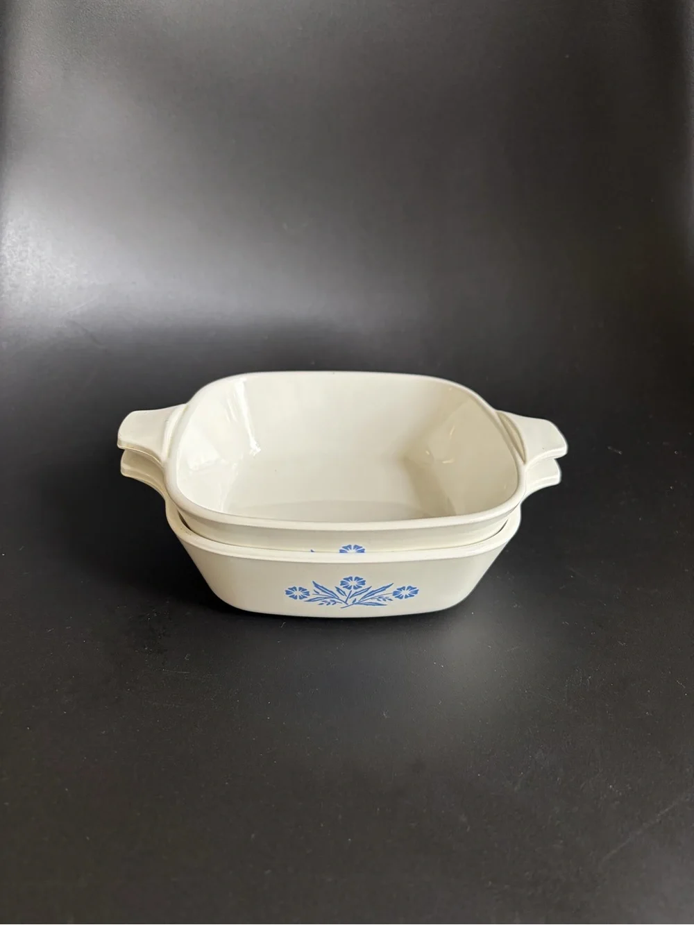 Two Petite Pans by Corning in Cornflower Blue P-41, set of 2